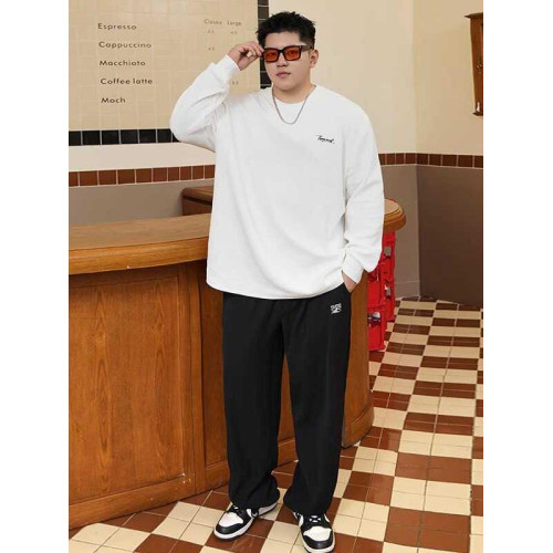 潮牌大碼男裝秋新款簡約寬松休閒胖子加肥加大打底衫圓領長袖T恤 潮牌大碼男裝秋新款簡約寬松休閒胖子加肥加大打底衫圓領長袖T恤