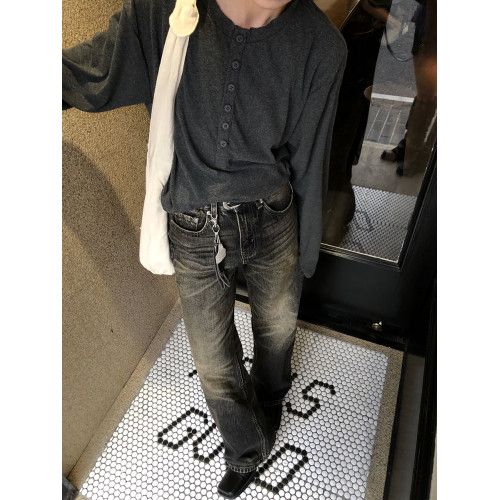 BOXY短寬廓形Cleanfti柔軟舒適百搭顯身材多色可選亨利領長袖T恤 BOXY短寬廓形Cleanfti柔軟舒適百搭顯身材多色可選亨利領長袖T恤