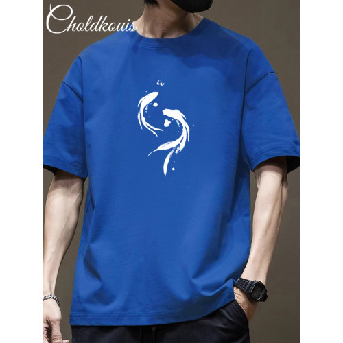 純棉短袖t恤男夏季潮牌漸變印花半袖男青少年寬松休閒五分袖體恤 純棉短袖t恤男夏季潮牌漸變印花半袖男青少年寬松休閒五分袖體恤