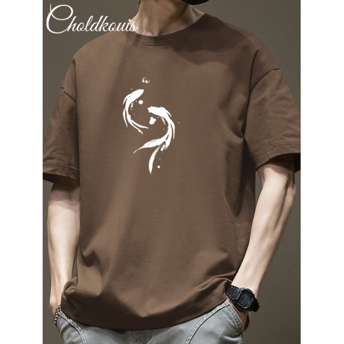 純棉短袖t恤男夏季潮牌漸變印花半袖男青少年寬松休閒五分袖體恤 純棉短袖t恤男夏季潮牌漸變印花半袖男青少年寬松休閒五分袖體恤