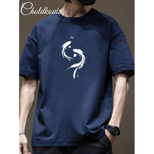 純棉短袖t恤男夏季潮牌漸變印花半袖男青少年寬松休閒五分袖體恤 純棉短袖t恤男夏季潮牌漸變印花半袖男青少年寬松休閒五分袖體恤