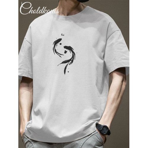 純棉短袖t恤男夏季潮牌漸變印花半袖男青少年寬松休閒五分袖體恤 純棉短袖t恤男夏季潮牌漸變印花半袖男青少年寬松休閒五分袖體恤