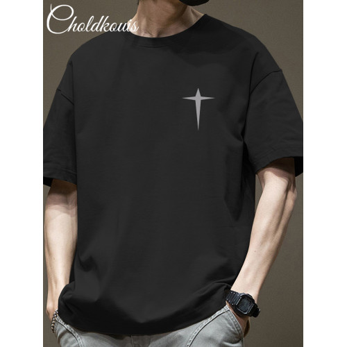 港風潮牌高街美式短袖T恤男夏季2025新款寬松半袖ins重磅純棉體恤 港風潮牌高街美式短袖T恤男夏季2025新款寬松半袖ins重磅純棉體恤