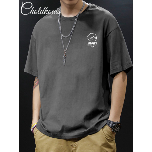 純棉短袖t恤男2025年新款夏季小衆設計感潮流ins寬松百搭休閒上衣