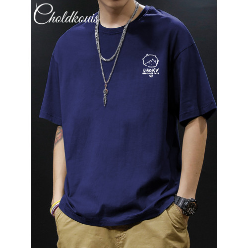 純棉短袖t恤男2025年新款夏季小衆設計感潮流ins寬松百搭休閒上衣