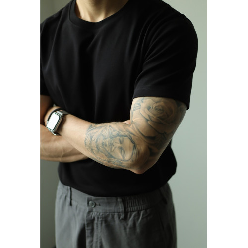 YUXIAN餘閒匹馬棉260G基礎圓領純色短袖T恤抗皺男春夏秋打底休閒