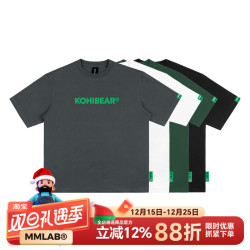 MMLAB KOHIBEAR夏季簡約印花白色黑色寬松純色圓領短袖T恤