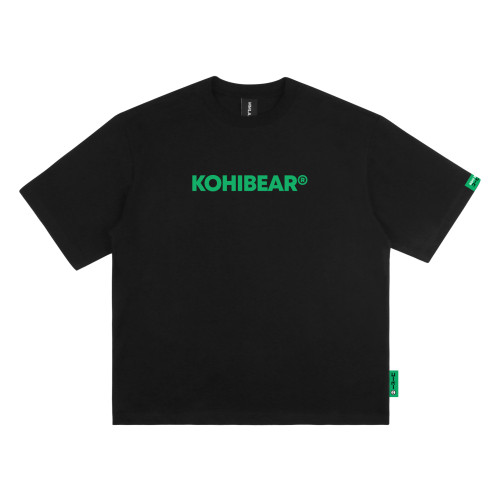 MMLAB KOHIBEAR夏季簡約印花白色黑色寬松純色圓領短袖T恤