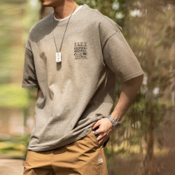 BGYO 美式復古水洗做舊T恤蠟染水洗休閒印花半袖短袖棉打底衫男夏