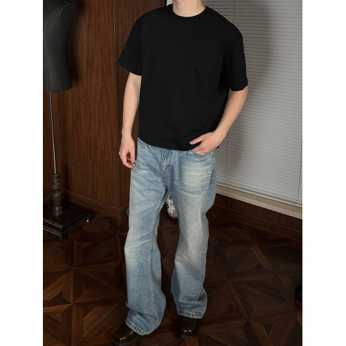 cleanfti夏季基礎百搭通勤短寬Boxy版型休閒復古小領口短袖T恤男 cleanfti夏季基礎百搭通勤短寬Boxy版型休閒復古小領口短袖T恤男