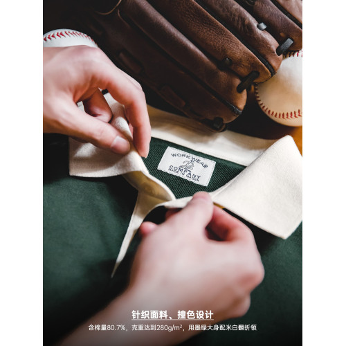 馬登工裝 美式復古撞色polo衫墨綠色短袖重磅痞帥翻領半袖T恤男夏 馬登工裝 美式復古撞色polo衫墨綠色短袖重磅痞帥翻領半袖T恤男夏