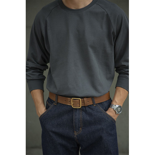 WR唔刃美式復古長絨棉300g重磅長袖T恤插肩寬松打底衫白色男春秋