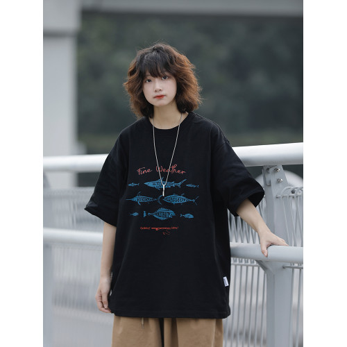 阿於呆 日系復古夏季270g重磅創意印花T恤寬松男女百搭休閒短袖 阿於呆 日系復古夏季270g重磅創意印花T恤寬松男女百搭休閒短袖