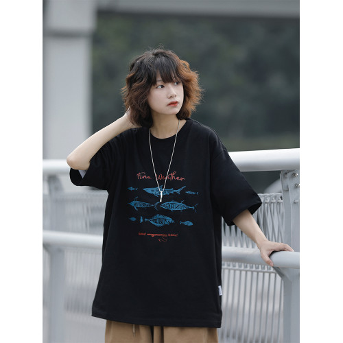 阿於呆 日系復古夏季270g重磅創意印花T恤寬松男女百搭休閒短袖 阿於呆 日系復古夏季270g重磅創意印花T恤寬松男女百搭休閒短袖