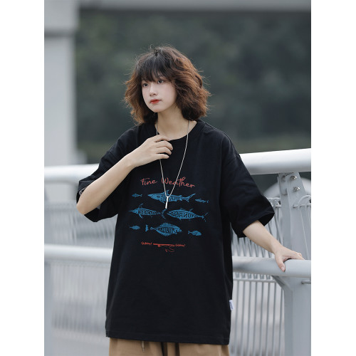 阿於呆 日系復古夏季270g重磅創意印花T恤寬松男女百搭休閒短袖 阿於呆 日系復古夏季270g重磅創意印花T恤寬松男女百搭休閒短袖