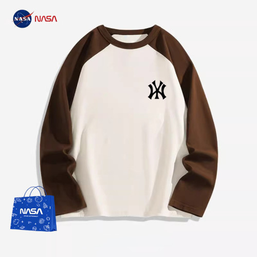NASA聯名長袖t恤男春秋季大碼寬松美式潮牌拼接插肩純棉打底衫