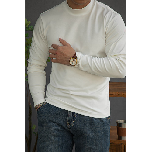 唔刃工裝美式重磅260g螺紋彈力半高領打底衫T恤修身顯瘦內搭男秋