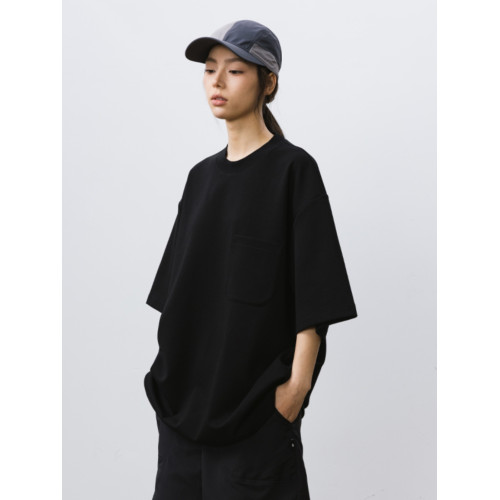 BOHRHOO24SS寬松百搭基礎口袋素色tee260g空氣層打底短袖T恤男女 BOHRHOO24SS寬松百搭基礎口袋素色tee260g空氣層打底短袖T恤男女