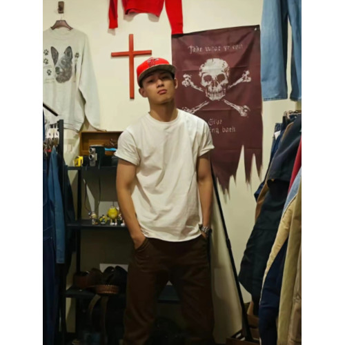 GTAL純棉短袖300g重磅美式小領口夏季純色打底百搭男士情侶T恤