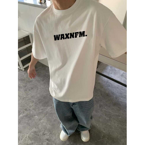 100%重磅純棉簡約字母短袖T恤男夏季白色潮牌痞帥寬松小領口上衣