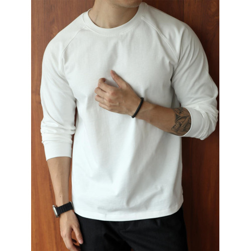 YUXIAN美式重磅300克純棉雙紗長袖插肩袖T恤純色圓領男士春夏四季 YUXIAN美式重磅300克純棉雙紗長袖插肩袖T恤純色圓領男士春夏四季