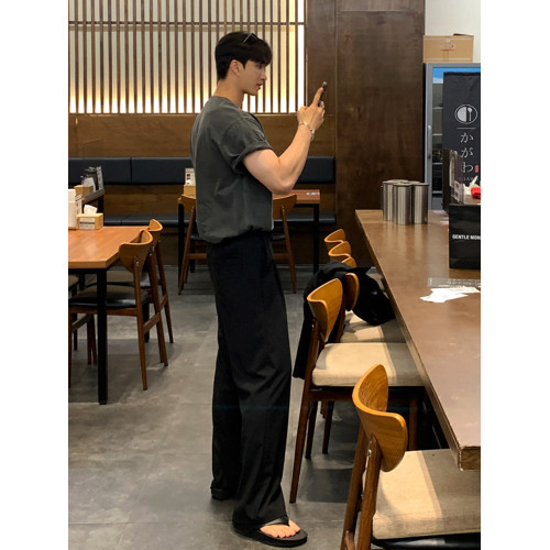 MRCYC老錢風高級短袖T恤男夏季寬松純棉短T韓系潮流圓領半袖上衣