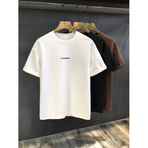 秋季極簡內搭326g重磅厚切打底衫男士短袖T恤男美式復古半袖體恤