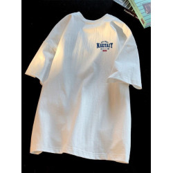 100%重磅純棉字母男t恤短袖夏寬松美式正肩潮牌ins2025新款五分袖