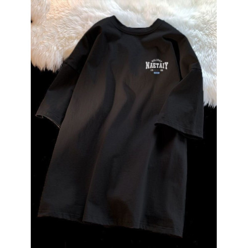 100%重磅純棉字母男t恤短袖夏寬松美式正肩潮牌ins2025新款五分袖