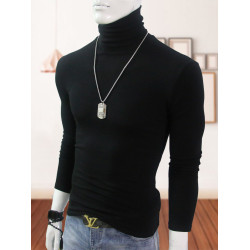 純棉彈力男士高領打底衫修身保暖內衣長袖t恤休閒緊身堆領秋冬季