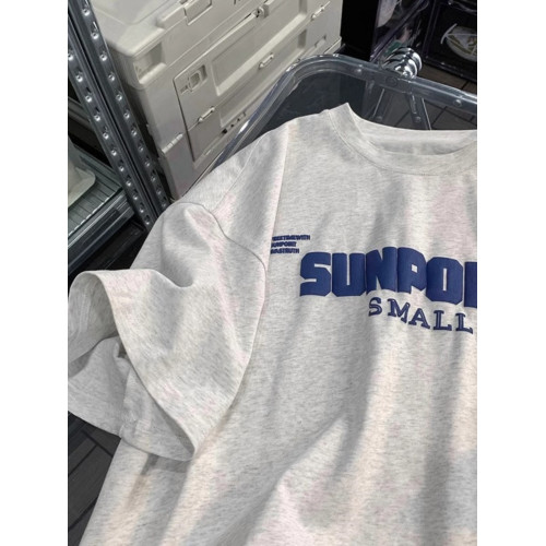 重磅純棉美式復古字母白花灰短袖T恤男生夏季潮流潮牌寬松上衣服 重磅純棉美式復古字母白花灰短袖T恤男生夏季潮流潮牌寬松上衣服