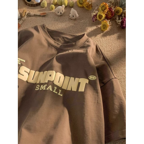 重磅純棉美式復古字母白花灰短袖T恤男生夏季潮流潮牌寬松上衣服 重磅純棉美式復古字母白花灰短袖T恤男生夏季潮流潮牌寬松上衣服