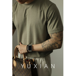 YUXIAN餘閒60支液氨短袖基礎春夏薄款輕熟商務T恤出純色柔順男士