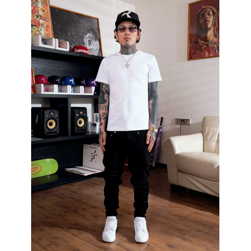 TGFCLUB 美式街頭潮牌嘻哈RAPPER健身螺紋彈力基礎修身t恤短袖男