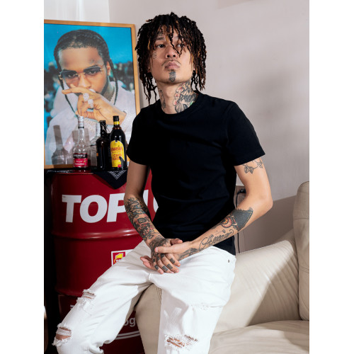 TGFCLUB 美式街頭潮牌嘻哈RAPPER健身螺紋彈力基礎修身t恤短袖男