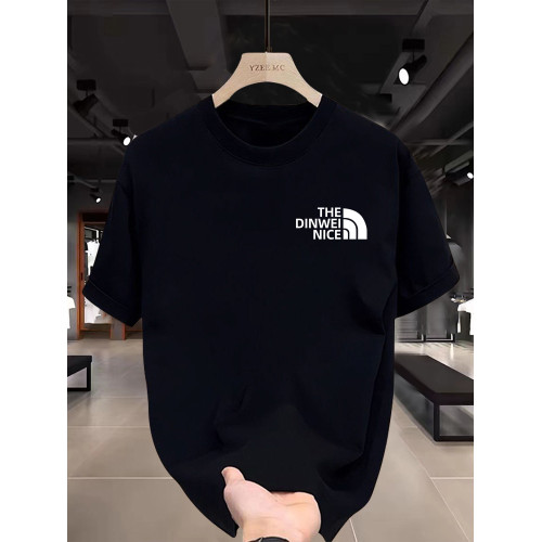 夏季新款100%純棉短袖T恤男士運動休閒涼感圓領寬松情侶百搭半袖