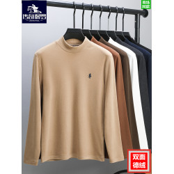 保羅德絨半高領打底衫男士秋冬裝內搭可外穿上衣服小馬標長袖T恤