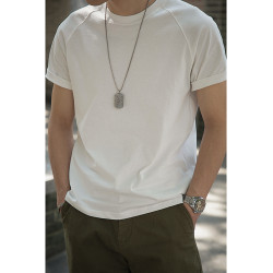 唔刃美式復古230g插肩袖T恤短袖夏季男雙紗純棉三本針雙層小領口