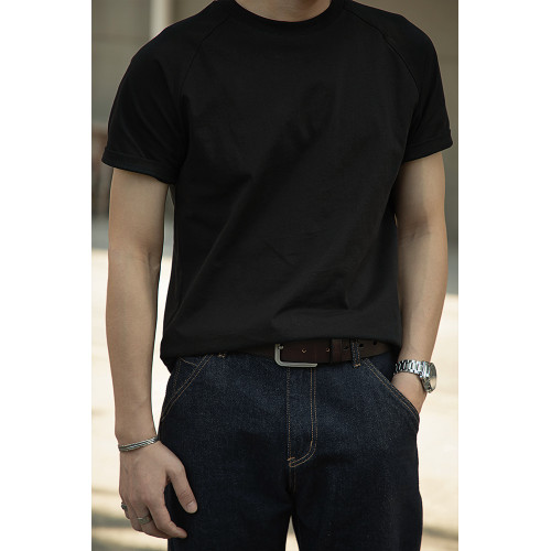 唔刃美式復古230g插肩袖T恤短袖夏季男雙紗純棉三本針雙層小領口