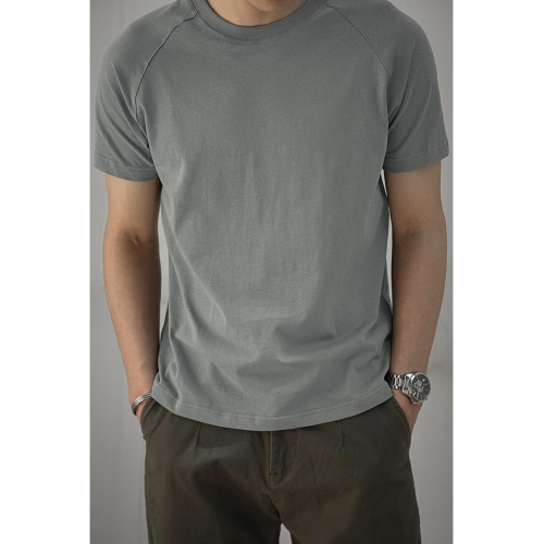 唔刃美式復古230g插肩袖T恤短袖夏季男雙紗純棉三本針雙層小領口