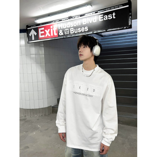 SHAKEYU重磅字母壓花短袖T恤男寬松上衣潮牌美式高街夏季半袖情侶