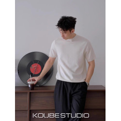 餘樂「顯肩寬針織打底」春夏純色內搭親膚保暖打底衫男小中領毛衣