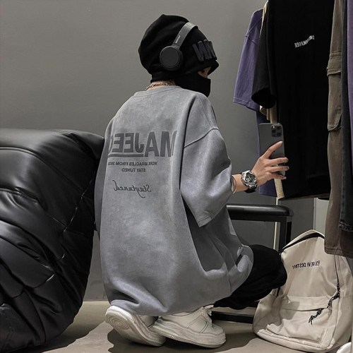 男士t恤短袖夏季重磅320克美式復古情侶款潮牌原創麂皮絨復古上衣