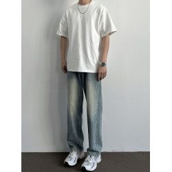 ONUN 四季基礎通勤小領口圓領純棉短袖寬松休閒百搭280g打底T恤潮