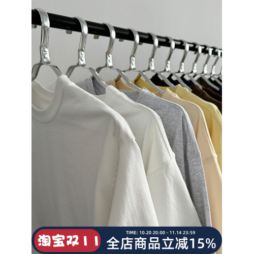 ONUN 四季基礎通勤小領口圓領純棉短袖寬松休閒百搭280g打底T恤潮