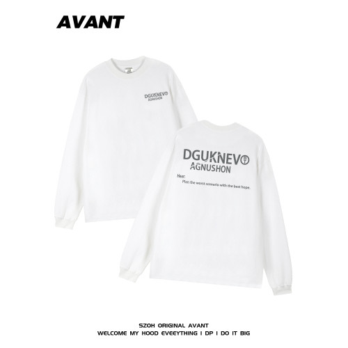 美式復古重磅純棉男秋冬長袖t恤潮牌設計青年潮流寬松圓領打底衫