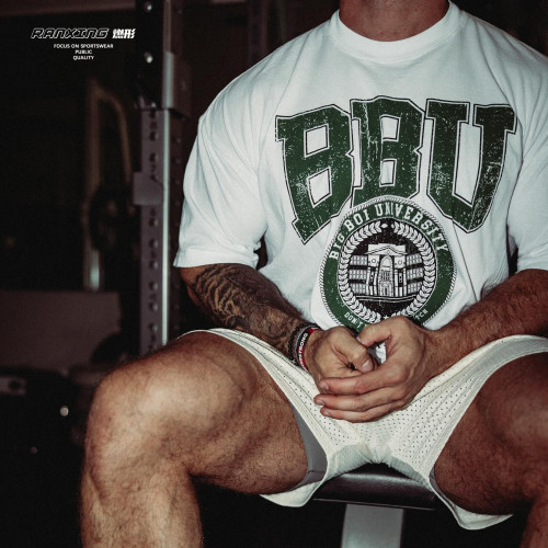 燃形BBU健身涼感短袖美式T恤寬松擼鐵運動純棉夏季克裡斯男女潮牌