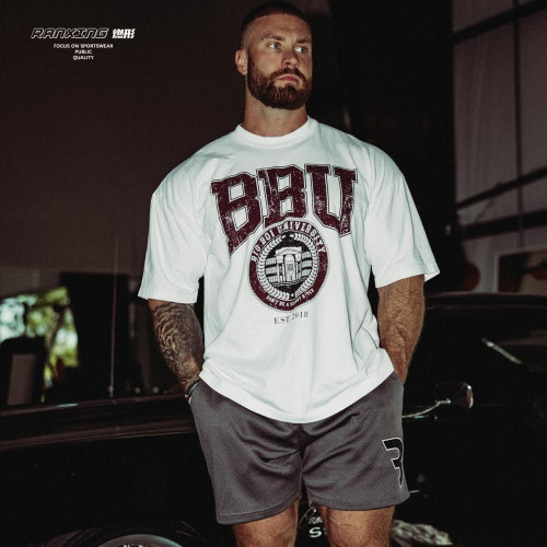 燃形BBU健身涼感短袖美式T恤寬松擼鐵運動純棉夏季克裡斯男女潮牌