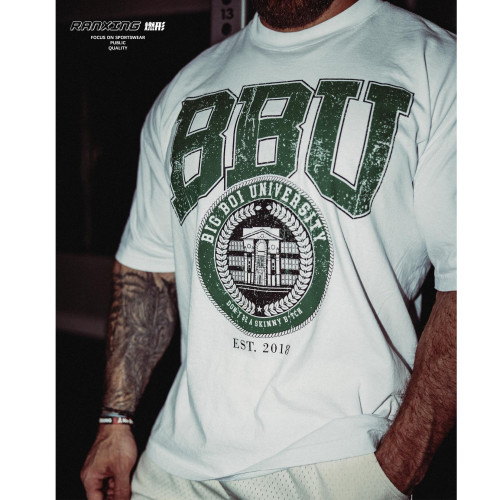 燃形BBU健身涼感短袖美式T恤寬松擼鐵運動純棉夏季克裡斯男女潮牌