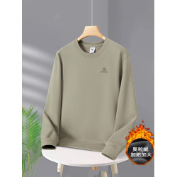 春秋季衛衣男胖子圓領加厚加絨打底衫運動休閒潮流大碼特大號上衣